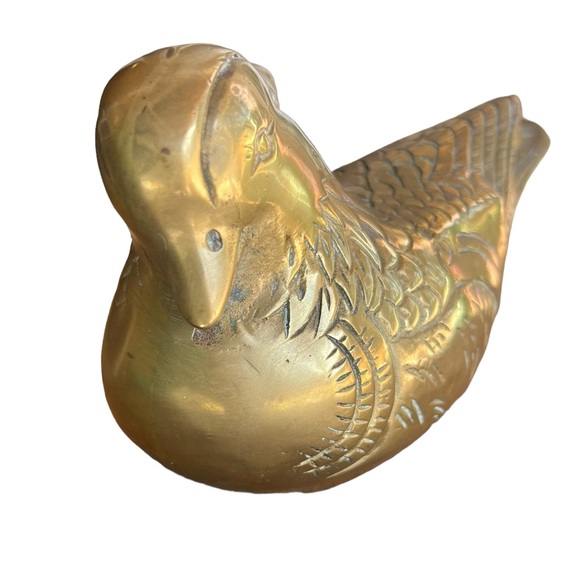 Vintage Brass Mid Century Dove/Pheasant/ Bird Figure Paper Weight 5.5” - Picture 2 of 12